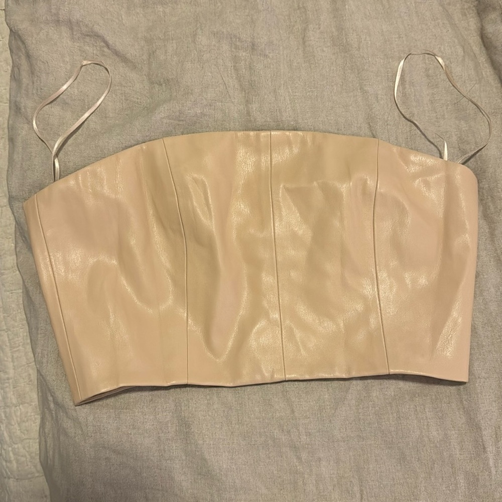 NEW Tan Faux Leather Top Size Small
